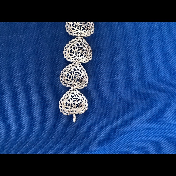 Bolivian Signed SA 925 Vintage Sterling Silver Heart Bracelet - Picture 11 of 12